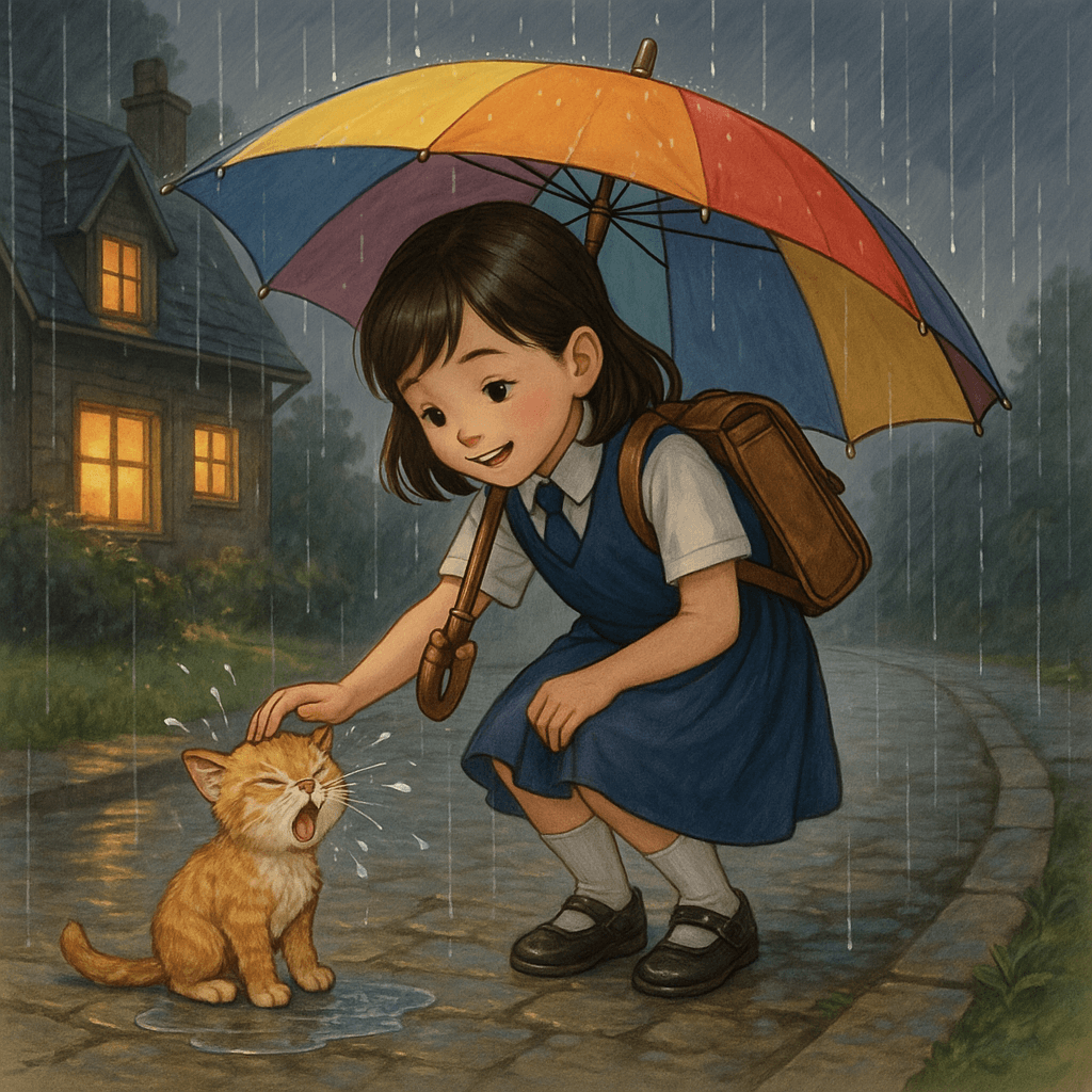 The Girl and the Rainy Day Kitten